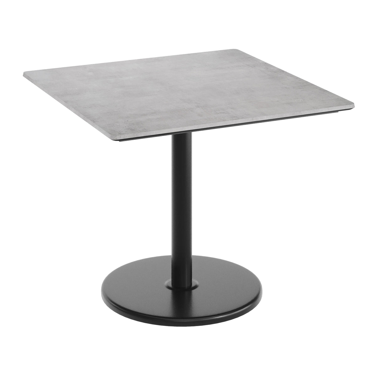 Gray Faux Concrete/Black Base |#| Commercial 36" SQ Gray Faux Concrete HPL Tabletop-Black Table Height RD Base