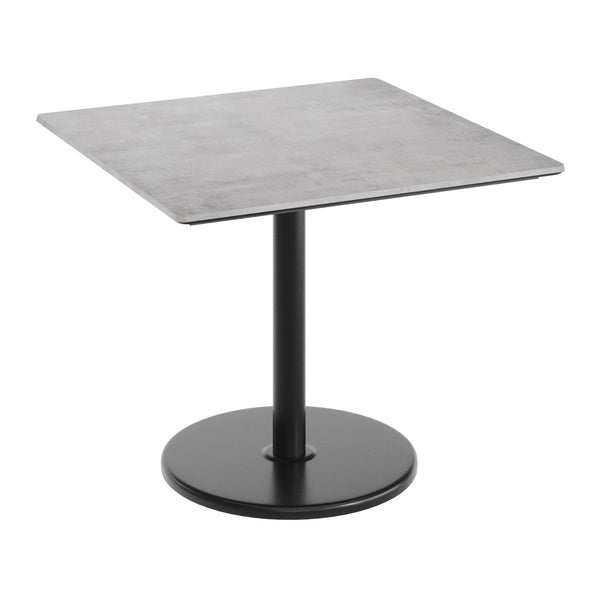 Gray Faux Concrete/Black Base |#| Commercial 36" SQ Gray Faux Concrete HPL Tabletop-Black Table Height RD Base