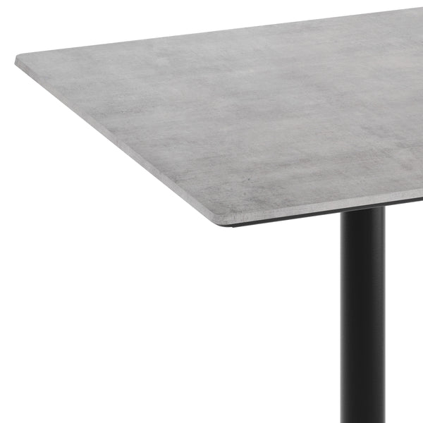 Gray Faux Concrete/Black Base |#| Commercial 36" SQ Gray Faux Concrete HPL Tabletop-Black Table Height RD Base