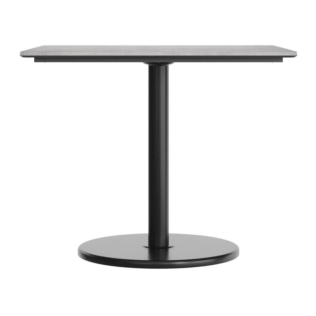 Gray Faux Concrete/Black Base |#| Commercial 36" SQ Gray Faux Concrete HPL Tabletop-Black Table Height RD Base