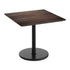 Dark Brown/Black Base |#| Commercial 36" SQ Dark Brown HPL Tabletop with Black Table Height RD Base