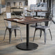 Dark Brown/Black Base |#| Commercial 36" SQ Dark Brown HPL Tabletop with Black Table Height RD Base