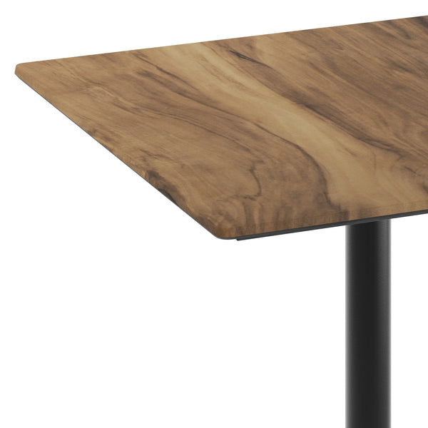 Natural/Black Base |#| Commercial 36" SQ Natural HPL Tabletop with Black Table Height RD Base