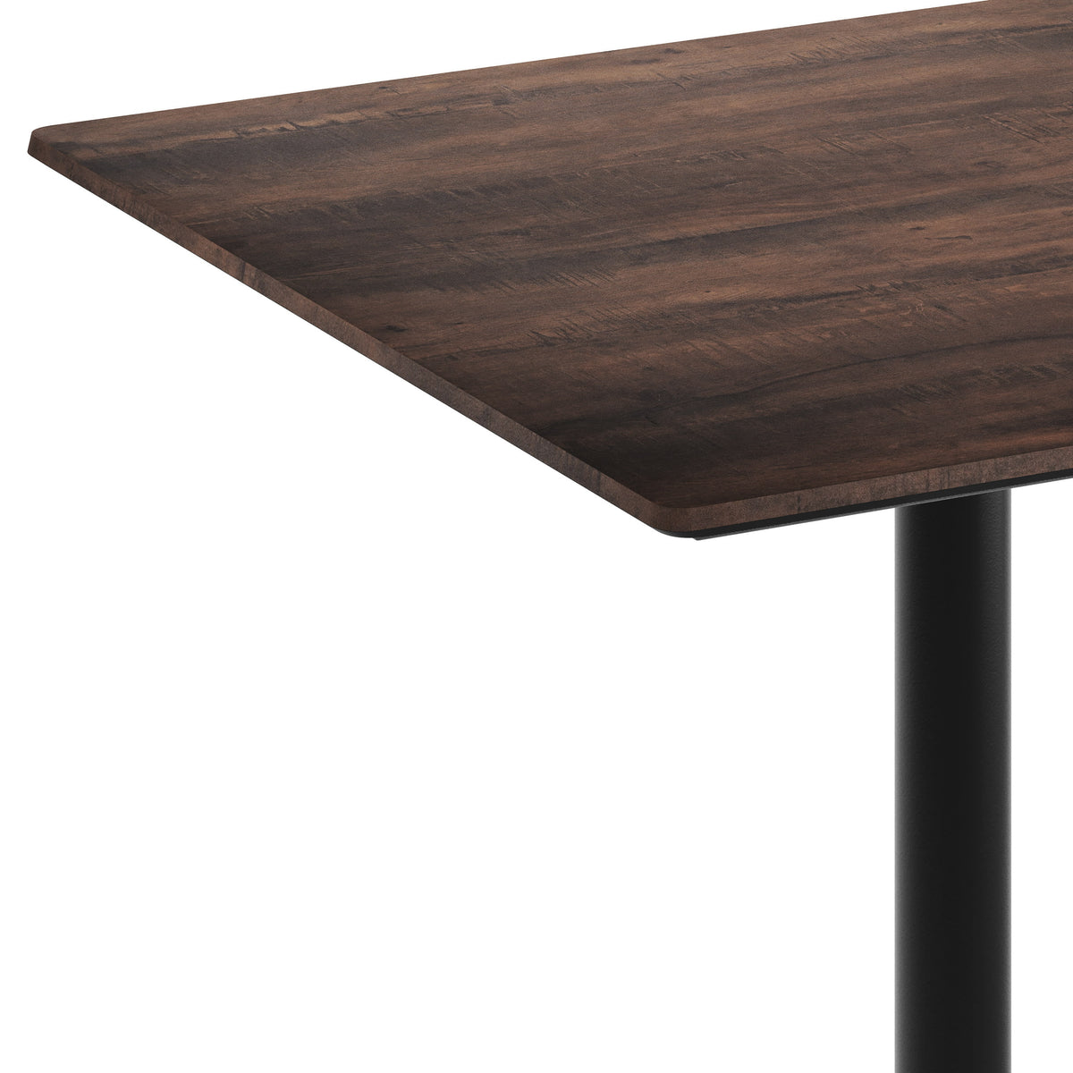 Dark Brown/Black Base |#| Commercial 36" Dark Brown HPL Tabletop with Black Table Height X Base