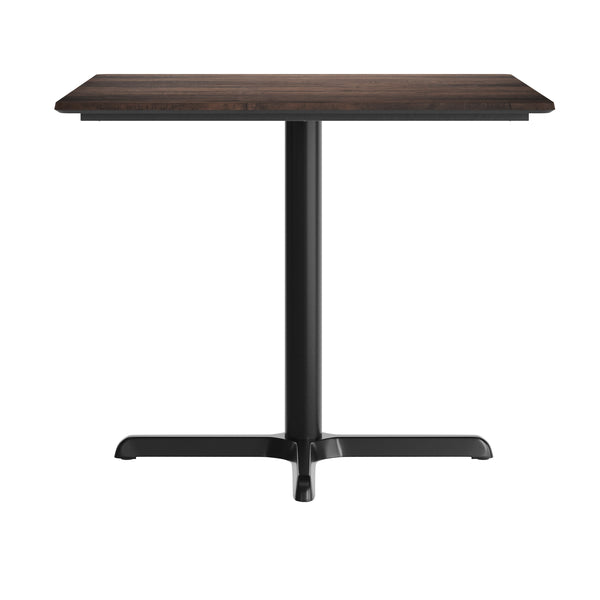Dark Brown/Black Base |#| Commercial 36" Dark Brown HPL Tabletop with Black Table Height X Base