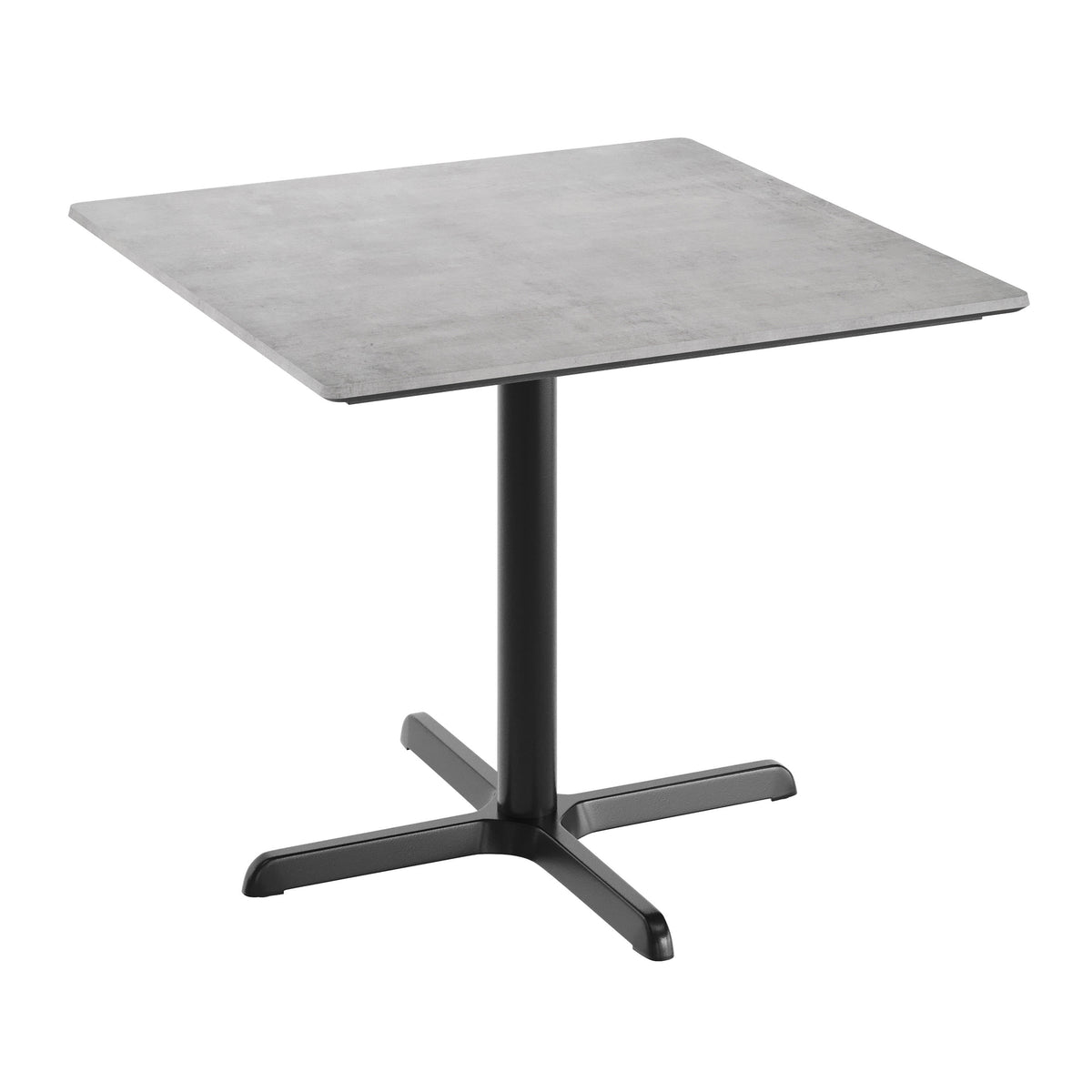 Gray Faux Concrete/Black Base |#| Commercial 36" Gray Faux Concrete HPL Tabletop - Black Table Height X Base