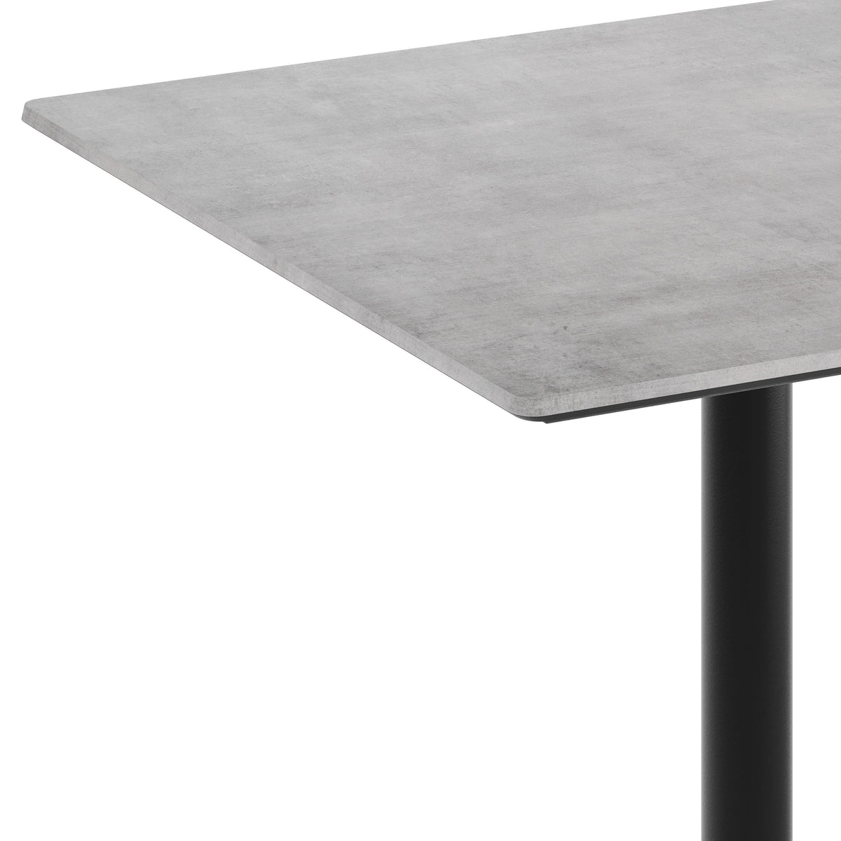 Gray Faux Concrete/Black Base |#| Commercial 36" Gray Faux Concrete HPL Tabletop - Black Table Height X Base