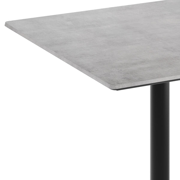 Gray Faux Concrete/Black Base |#| Commercial 36" Gray Faux Concrete HPL Tabletop - Black Table Height X Base