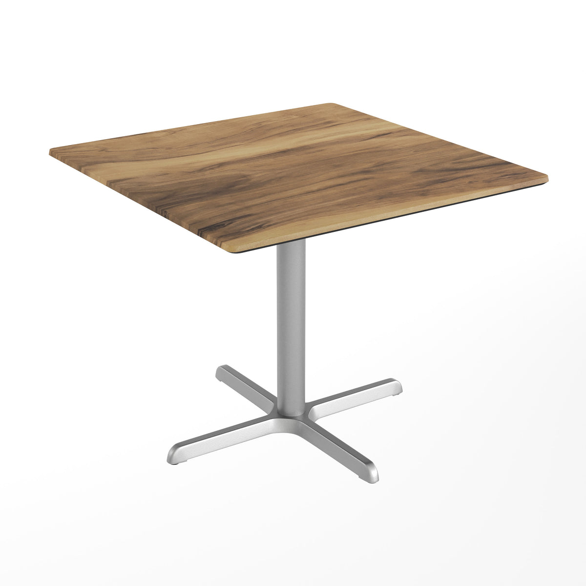 Natural/Silver Base |#| Commercial All-Weather 36" Square Natural HPL Tabletop-Silver X Base