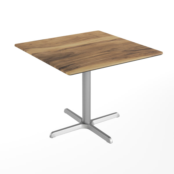 Natural/Silver Base |#| Commercial All-Weather 36" Square Natural HPL Tabletop-Silver X Base