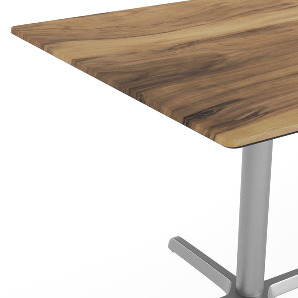Natural/Silver Base |#| Commercial All-Weather 36" Square Natural HPL Tabletop-Silver X Base
