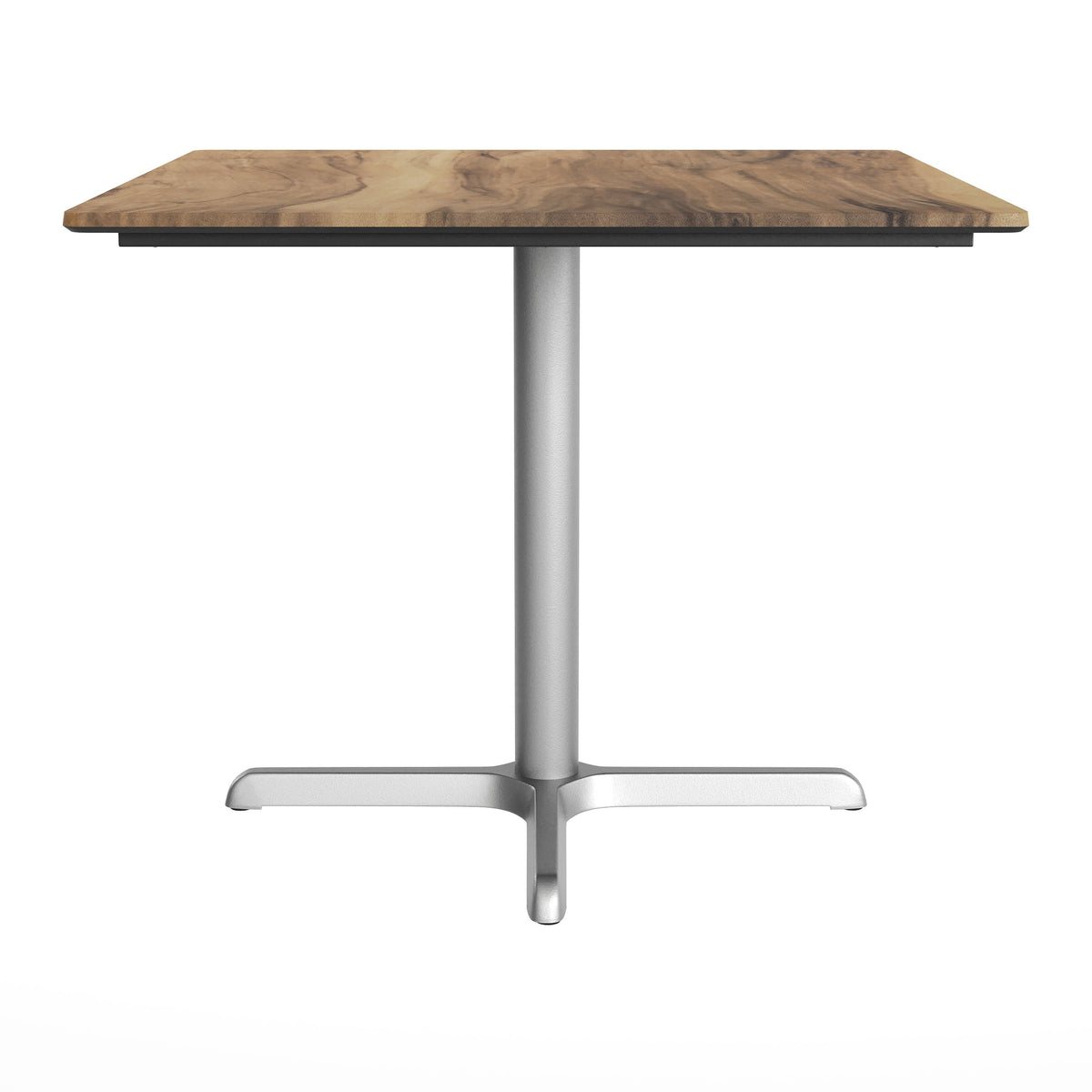 Natural/Silver Base |#| Commercial All-Weather 36" Square Natural HPL Tabletop-Silver X Base