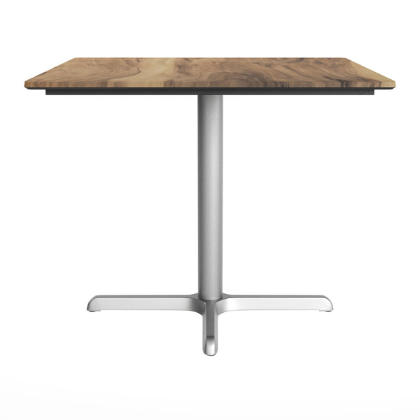 Natural/Silver Base |#| Commercial All-Weather 36" Square Natural HPL Tabletop-Silver X Base