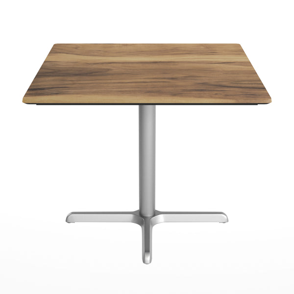 Natural/Silver Base |#| Commercial All-Weather 36" Square Natural HPL Tabletop-Silver X Base