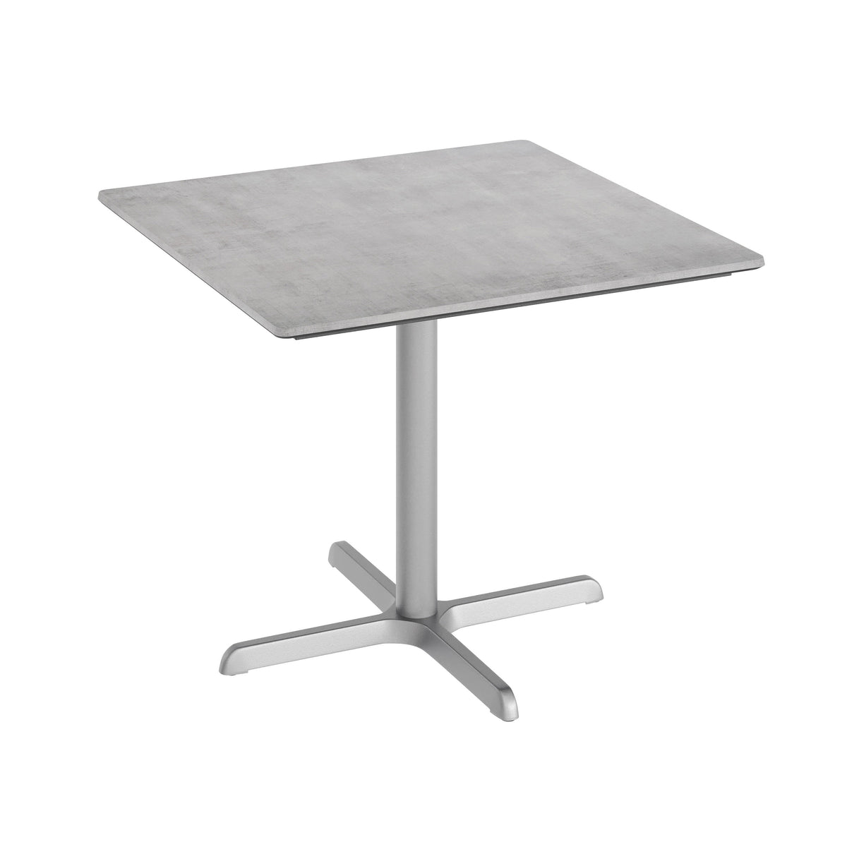 Gray Faux Concrete/Silver Base |#| Commercial All-Weather 36" Square Gray Faux Concrete HPL Tabletop-Silver X Base