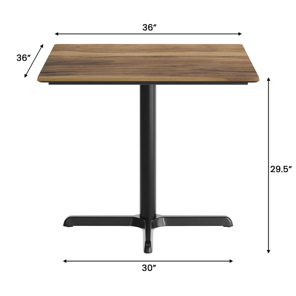 Natural/Black Base |#| Commercial 36" Natural HPL Tabletop with Black Table Height X Base