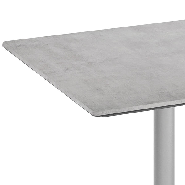 Gray Faux Concrete/Silver Base |#| Commercial All-Weather 36" Square Gray Faux Concrete HPL Tabletop-Silver X Base