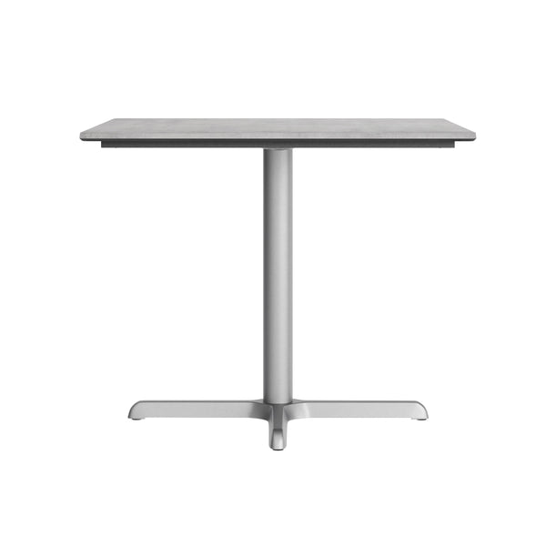 Gray Faux Concrete/Silver Base |#| Commercial All-Weather 36" Square Gray Faux Concrete HPL Tabletop-Silver X Base