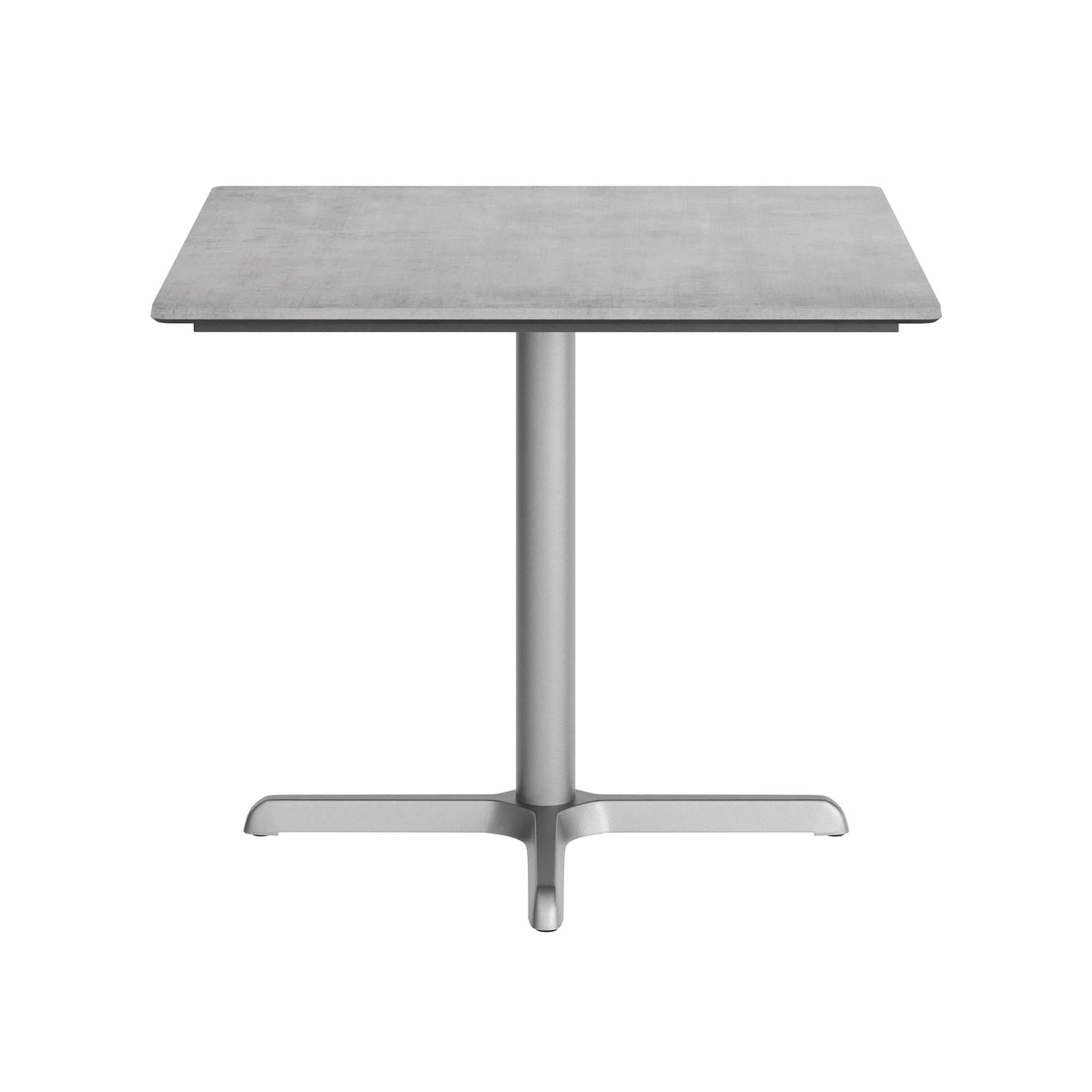 Gray Faux Concrete/Silver Base |#| Commercial All-Weather 36" Square Gray Faux Concrete HPL Tabletop-Silver X Base