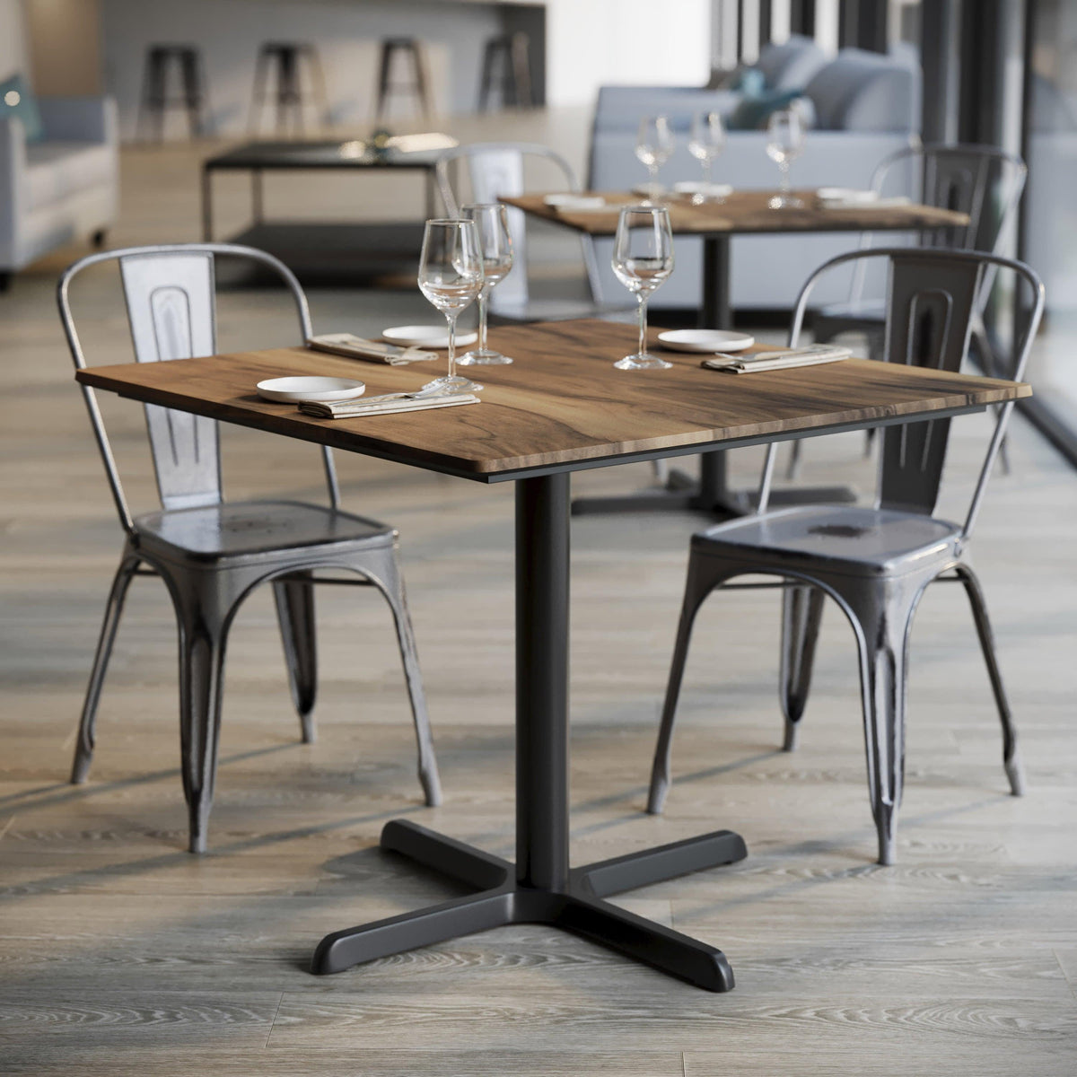 Natural/Black Base |#| Commercial 36" Natural HPL Tabletop with Black Table Height X Base