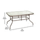 Clear Top/Bronze Frame |#| 31.5" x 55" Rectangular Tempered Glass Metal Table with Umbrella Hole - Bronze