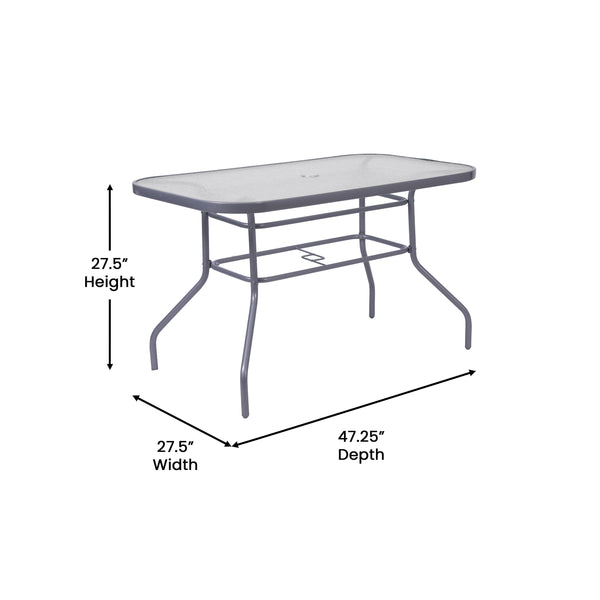 5 glass patio table with umbrella hole Glass Metal Patio Table FV-FRB7-120-7W- – BizChair