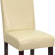 Ivory |#| Ivory LeatherSoft Panel Back Parsons Chair w/ Solid Hardwood Frame Construction