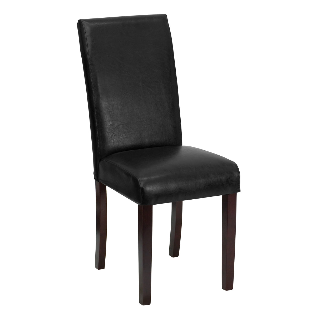 Black |#| Black LeatherSoft Parsons Chair with Solid Hardwood Frame Construction