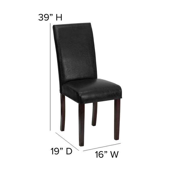 Black |#| Black LeatherSoft Parsons Chair with Solid Hardwood Frame Construction