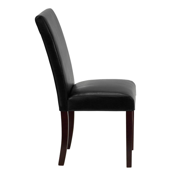 Black |#| Black LeatherSoft Parsons Chair with Solid Hardwood Frame Construction