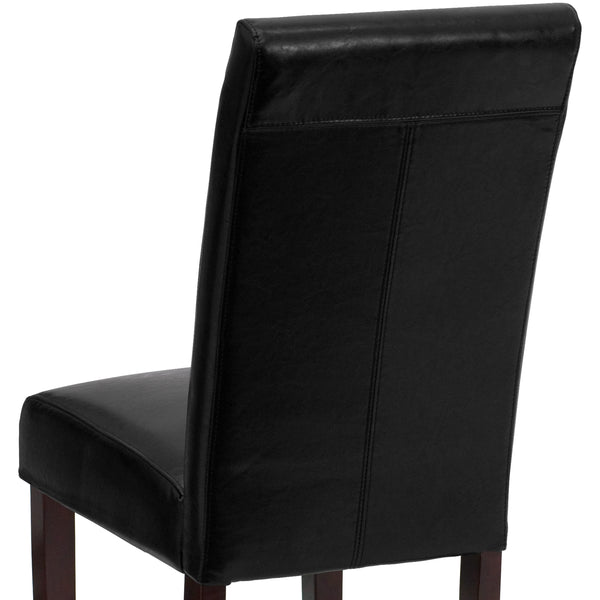 Black |#| Black LeatherSoft Parsons Chair with Solid Hardwood Frame Construction