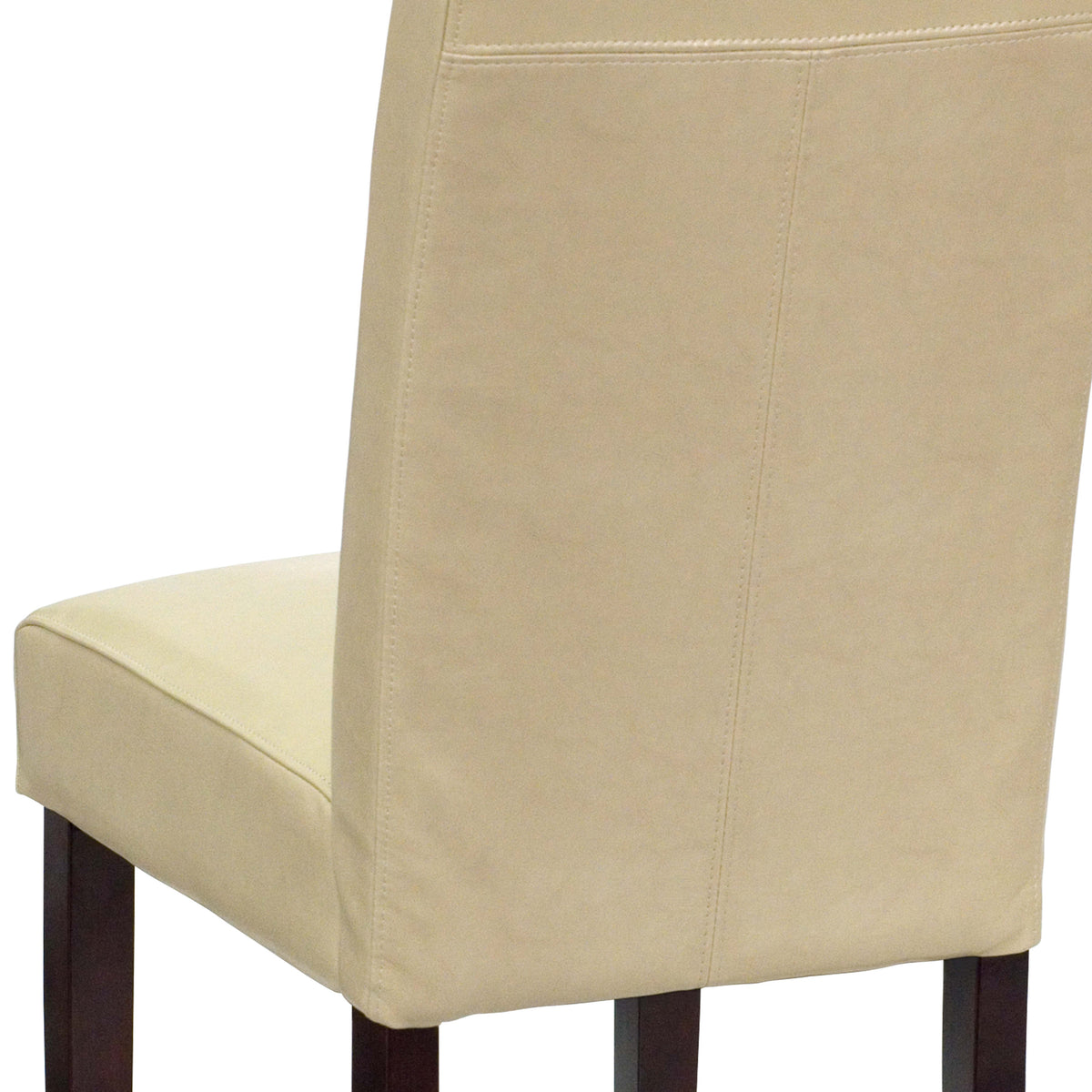 Ivory |#| Ivory LeatherSoft Panel Back Parsons Chair w/ Solid Hardwood Frame Construction