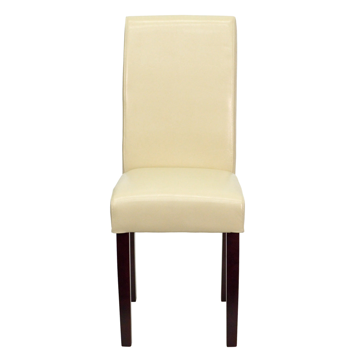 Ivory |#| Ivory LeatherSoft Panel Back Parsons Chair w/ Solid Hardwood Frame Construction