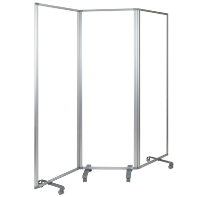 Transparent Acrylic Mobile Partition with Lockable Casters (3 Sections Included)