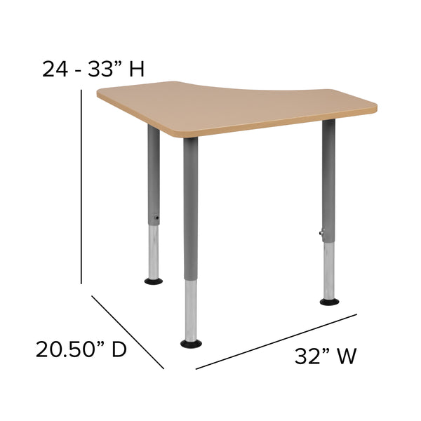 Triangular Natural Collaborative Adjustable Student Desk - Home and Classroom