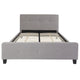 Light Gray,Queen |#| Queen Size Three Button Tufted Upholstered Platform Bed in Light Gray Fabric