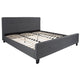 Dark Gray,King |#| King Size Four Button Tufted Upholstered Platform Bed in Dark Gray Fabric