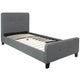 Dark Gray,Twin |#| Twin Size Two Button Tufted Upholstered Platform Bed in Dark Gray Fabric