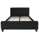 Black,Queen |#| Queen Size Three Button Tufted Upholstered Platform Bed in Black Fabric