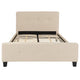 Beige,Full |#| Full Size Three Button Tufted Upholstered Platform Bed in Beige Fabric
