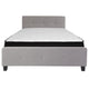 Light Gray,Queen |#| Queen Three Button Tufted Platform Bed/Memory Foam Mattress-Light Gray Fabric