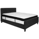 Black,Full |#| Full Three Button Tufted Platform Bed/Memory Foam Mattress-Black Fabric