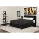 Black,Full |#| Full Three Button Tufted Platform Bed/Memory Foam Mattress-Black Fabric