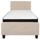 Beige,Twin |#| Twin Two Button Tufted Platform Bed/Memory Foam Mattress-Beige Fabric