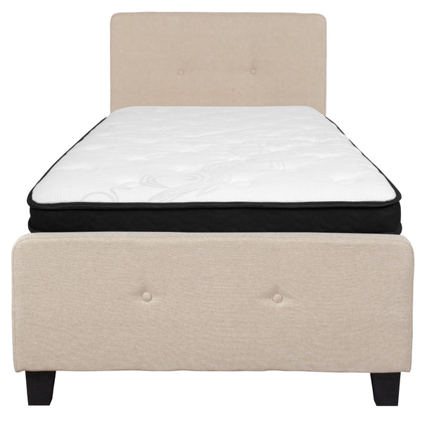 Black,Queen |#| Queen Three Button Tufted Platform Bed/Memory Foam Mattress-Black Fabric