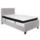 Light Gray,Twin |#| Twin Two Button Tufted Platform Bed/Memory Foam Mattress-Light Gray Fabric