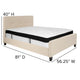 Beige,Full |#| Full Three Button Tufted Platform Bed/Memory Foam Mattress-Beige Fabric