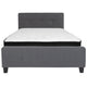 Dark Gray,Full |#| Full Three Button Tufted Platform Bed/Memory Foam Mattress-Dark Gray Fabric