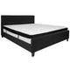 Black,King |#| King Four Button Tufted Platform Bed/Memory Foam Mattress-Black Fabric