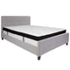 Light Gray,Queen |#| Queen Three Button Tufted Platform Bed/Memory Foam Mattress-Light Gray Fabric